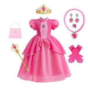 Peach Princess Peachy Dress with Puff Sleeves and Mesh