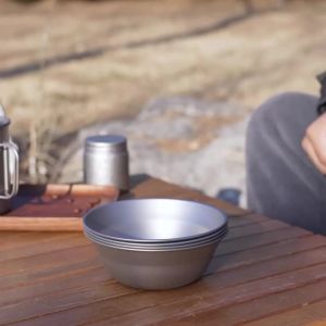Tiartisan 1pc/ 3pcs Titanium Bowls Single Layer Ultralight Rice Soup Bowl Outdoor Camping Portable Stackable Salad Meal Bowl