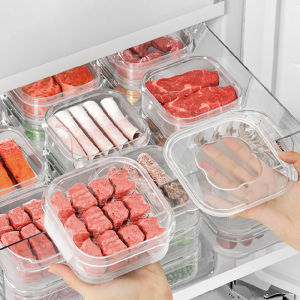 【Free Shipping】Refrigerator Frozen Meat Compartment Boxes Frozen Storage Box Fresh-keeping Boxes Refrigerator Storage Sub-packing Box