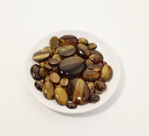 5-10pcs Oval Yellow Tiger Eye Cabochon Natural Stone Flat Back Cameo Cabochon Spacers Loose Spacer Beads For Jewelri Making