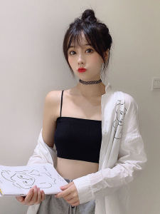 เสื้อกล้ามสายเดี่ยวตัวสั้นใส่ด้านในสีขาวไร้ตะเข็บผ้าวิสคอสเสื้อเกาะอกกันโป๊ใส่ด้านในฤดูร้อนสำหรับผู้หญิงเสื้อชั้นในเกาะอกโชว์หลังสวย