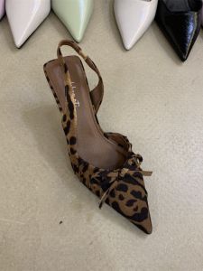 Leopard Print Bow-Tie Peep Toe Stiletto Heels