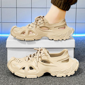 Youth Trendy Hollow out Slip-On Water Shoes Breathable Anti-Odor Driving Fishing Sports Beach Sandals for Men Summer Outdoor Wear