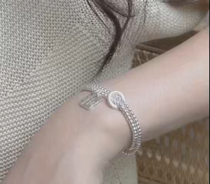 Viviann Original sterling silver Double-layer Silver Bead Letter Brand Safety Buckle Bracelet High-end Silver Bracelet women Gift