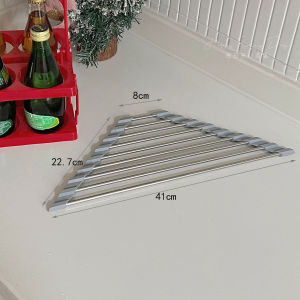 Home Kitchen Silicone Foldable Sink Draining Rack Cup Bowl Dish Storage Shelf Water Control Heavy Duty Stainless Steel Material