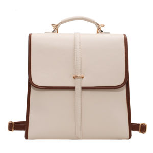 Leacat Retro backpack womens fashionable backpack female college student soft leather Korean style college style womens backpack