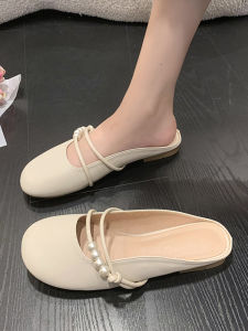 French Style Pearl Decorated Slip On Shoes