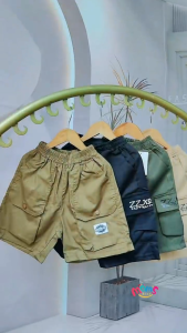 New Cargo Short for Boys Korean Style Garterized 4 Pockets Christmas OOTD Short for Kids 5-14 years old