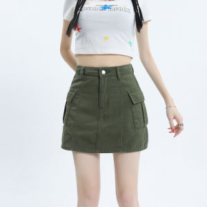 Váy Ngắn Denim Chữ a Cạp Cao Cho Nữ Mùa Xuân Thu Mỏng Mới 2025 Váy Ngắn Bó Sát Chống Ánh Sáng Váy Ngắn Chữ a Cỡ Lớn