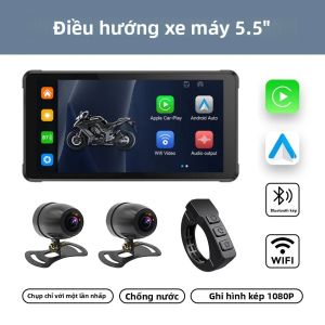 Màn Hình Hiển Thị Mũ Bảo Hiểm Xe Máy Không Dây NaviFly 5.5 Inch Chống Nước IPX7 Hỗ Trợ Carplay Android Auto Camera Kép DVR TPMS Dẫn Đường