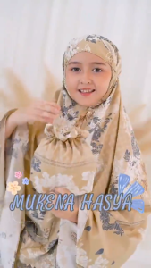 MUKENA ANAK TANGGUNG AZURA HASYA 2IN1 RESLETING TRAVEL KATUN MOTIF