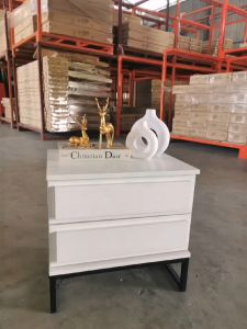 Side Table ~ Best BARROS Side Table in 2 Drawers with Metal Frame Leg (NS 8017)