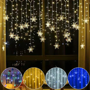 4m LED Light LED Snowflake Light Fairy Light LED Curtain String Light Home Living Xmas Tree Decoration with EU Plug