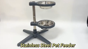 【In stock】Adjustable Height Double Pet Bowls – Neck-Friendly Anti-Spill Non-Slip Cat/Dog Universal