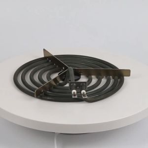 2100W 230V 8" 5 Turns Heating Element for Surface Burner - 5 Coils Pancake Coil Shape Heater Tube with Tripod Back Size Flat