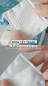 Bông Tẩy Trang QP Cosmétique 100% Cotton Hữu Cơ Có Hạt Massage Hộp 220 Miếng
