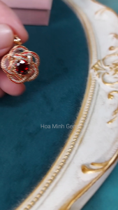 Mặt dây chuyền chất liệu mạ vàng hồng kiểu hoa mai 5 cánh viên chủ đá màu đỏ size 20x22mm G130osmd Hoa Minh Gem