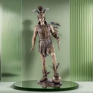 Ancient Greek Roman God of Business Fortune Luck sculpture decor for Home Ornaments Vintage Golden