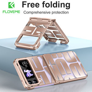 FLOVEME Luxury Phanton Plating Phone Case For Samsung Galaxy Z Flip 5 Flip 4 Flip 3 5G Transparent With Hinge Protection Anti-drop Hard PC Shockproof Back Cover For Galaxy Z Flip 5 Flip 4 Flip 3