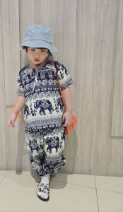 ชุดเด็กลายช้าง ชุดกางเกงขายาวเด็ก ชุดเด็ก เสื้อผ้าเด็ก เสื้อช้างเด็ก ผ้านื่มเย็นสบาย ซักง่ายสีไม่ตก งานเย็บมือ ผ้าเย็น เย็บฝีมือคนไทย made in Thailand 100%