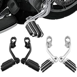 Motorcycle Foot Pegs Long Angled Highway Pedals Footrest 32mm 1-1/4\" Footrest Mount Kits For Harley For Yamaha