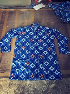 Anak Abah - Baju Seragam Batik Sekolah Wanita Model Kurung Motif Depag Biru