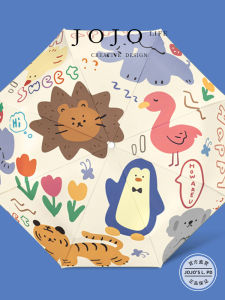 Safe Non-Rebound Childrens Umbrella Girls School Iron Rain Umbrella Three-Fold Automatic Plastic Shaft Black Glue for Kids