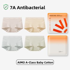 Aimo | Pure Cotton Antibacterial Mid High Waist Womens Underwear A-Class Triangle Panties Seamless Comfortable Breathable Briefs