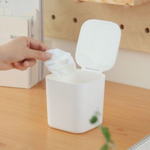 JEHUA Portable Mini Bin Plastic Large Capacity Bedroom Trash Can Simple Nordic Style Small Trashcan Home Desk