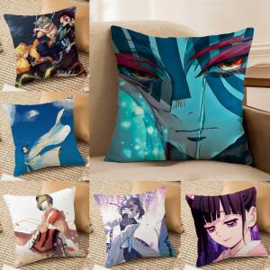 Bandai | Demon Slayer Water Breathing Art Anime Plush Pillow Cover Soft Short Plush Cushion Cover For Sofa Bedroom Home Decor Gift