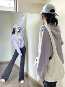 PEIZIXUAN | American Style Purple Short Hoodie for Petite Women Spring 2026 New