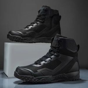 Waterproof Mens Hiking Boots Ultra-light Tactical Desert Shoes Outdoor Breathable Casual Walking Shoes Anti-slip Rubber Sole