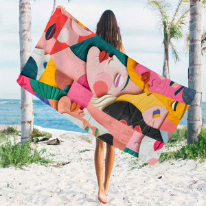 Color Paper Cut Face Quick Drying Microfiber Beach Towel Lightweight for Swimming Camping Yoga - Bath Towel