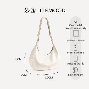 ITAMOOD | Luxury White Crescent Shoulder Bag Leather