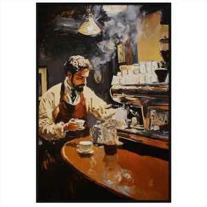 Tranh cổ điển decor quán cafe. Tranh treo tường dán tường sơn dầu canvas trang trí. CGI-2091