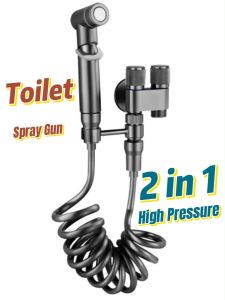 Handheld 4 in 1 Bidet Spray Gun Set for Toilet Portable High Pressure SUS304 Stainless Steel Sprayer