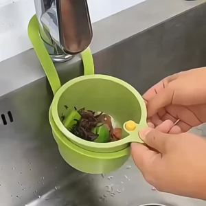 Kitchen Sink Hanging Strainer Basket Multifunctional One Touch Push Type Sink Drain Basket Automatic Dumping Basket Saving Drain