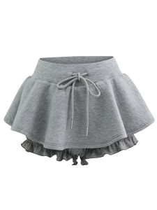 Váy Ngắn Chữ a Cạp Cao Thêu Ren Phong Cách Ngọt Ngào Cho Nữ Mùa Hè 2025 Váy Ngắn Không Đều Thắt Nơ Váy Ngắn Chữ a