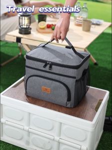 Multifunction Insulated Thermal Lunch Bag With Detachable Shoulder Strap Large Capacity Waterproof Outdoor Picnic Bag