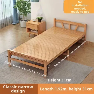 Folding Bamboo Bed Home Use Easy Storage Hard Surface Single & Double Use