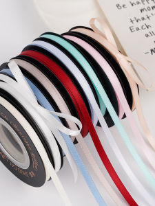 Double-Sided Polyester Ribbon 5mm Width Red Macaron Butterfly Knot Balloon Tie Hair Braiding Silk Ribbon DIY Sewing Accessories