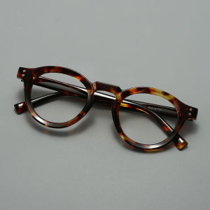 FYTOO Acetate Tortoise Blue Light Glasses Retro Round Computer Eyewear for Men Women Durable Anti Eyestrain 3975