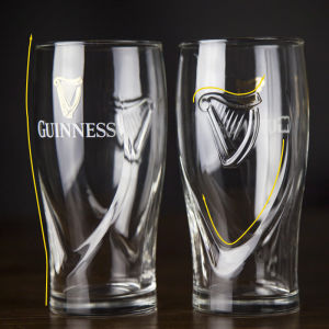 Guinness Original Beer Glass Carved High Footed Transparent Glass Cup 470ml Wave Cup French Style Beer Drinking Utensils
