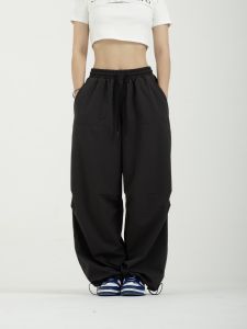 กางเกงทหารร่มยืดหยุ่นสบายๆ สำหรับฤดูร้อน กางเกงขายาวลำลองสไตล์ฮิปฮอปแจ๊ส กางเกงขายาวทรงหลวมอเนกประสงค์สำหรับผู้หญิง