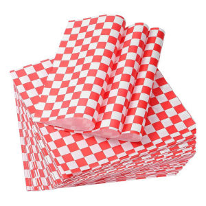 【Fast delivery】500Pcs Red Checkered Greaseproof Deli Wrapping Sheets 30*30cm Deli Wrap Wax Paper Sheet Basket Liners Food Picnic Paper Sheets for Sandwich Burger Greaseproof Food Wrapping