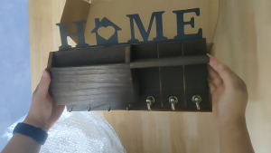 Sincecu Wooden Key Holder – 7-Hook Wall Mount Entryway Organizer with Shelf | Rustic Mail & Key Rack