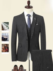 ROMON | Lormen Mens Business Casual Suit Wedding Groomsmen Formal Dinner Party Single-breasted Jacket Polyester Viscose Blend