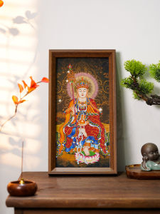 พระพุทธเจ้าที่จัดวางบนโต๊ะสำนักงาน รูปภาพกรอบภาพ พุทธศาสนา วัสดุไม้ กล่องของขวัญสำหรับเพื่อนหรือคุณพ่อคุณแม่