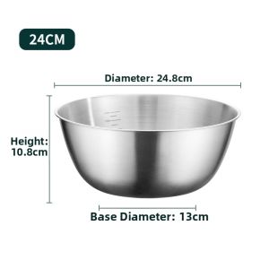 Thickened Stainless Steel Mixing Egg Beating Bowl with Scale 304