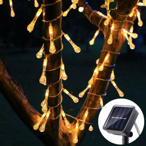 พลังงานแสงอาทิตย์กลางแจ้งไฟ Festoon LED Waterdrop น้ําผึ้ง Bee String ไฟสวนฤดูร้อนพลังงานแสงอาทิตย์ Garland สําหรับงานแต่งงานตกแต่งบ้าน